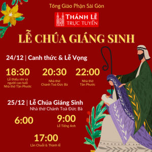 Lịch Thánh Lễ Trực Tuyến Chúa Giáng Sinh 2021 Giáo Phận Sài Gòn