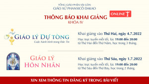 [Hồ Chí Minh] THÔNG BÁO KHAI GIẢNG LỚP GIÁO LÝ ONLINE THÁNG 7
